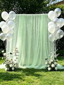 1pc Light Green Pearl Tulle Fabric, Wedding Decoration Banner, Party Backdrop, Translucent Curtain, Bridal Shower, DIY Wedding Dress, Photo Props, Tablecloth, Tablecloth, Gift Wrapping, DIY Crafts, Baby Shower, Home Decor, Birthday Party Supplies, Birthday Decoration, Table Centerpiece Decoration, Home Decor, Room Decor, Chair Decoration Bow - Light Green Pearls - View 3