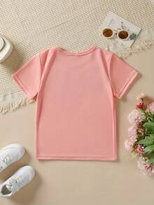 Girls' Short-Sleeved T-Shirt, Summer Fashion, With Letter Print "MY DADDY THINKS HE'S BEING FORECLOSED..." - Casual Top NYDXPF3662 - Black - View 11