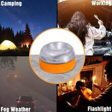 Magnetic LED Warning Light For Car, White & Yellow Flashing Strobe Light With Multi Modes, Portable Battery Powered Lamp For Roadside Camping Outdoor Use, Requires 3xAAA Batteries (Not Included), Car Accessories Gift For Men Women, Summer Essential - A - View 6