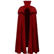 COS Halloween Hooded Robe, Cosplay Costume, Retro Medieval Cape, Cape, Role-Playing For Party. - Dark Red Stand-up Collar Cloak With Chinese Knot Buttons - View 3