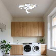 Modern Flush Mount Ceiling Light With Remote Control, 3000K - 6500K LED Dimmable 3 - Petals Low Profile Ceiling Light For Living Room, Kitchen, Dining Room, Bedroom - White - View 8