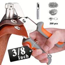 1套200件組10mm雞眼打孔工具組 - 包含金屬雞眼扣，適用於DIY帆布、人造皮革和防水布料項目，縫紉與手工藝必需品 - A - 查看 1