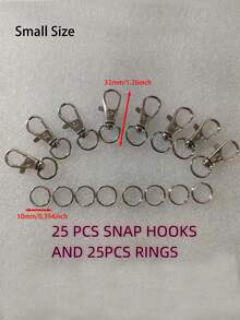 50pcs Keychain Hooks With Key Rings, Keychain Clips With Rings, For DIY Hanging Rope Accessories Keychain Making (25pcs Metal Lobster Claw Rings + 25pcs Independent Key Rings) - Multicolor - View 9