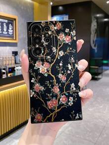 1個 枝條花卉相機防摔手機殼 UV印刷 適用於三星/Galaxy Android機型 - 黑色 - 查看 3