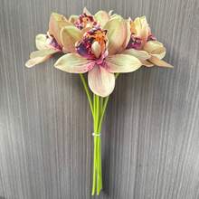6pcs/Set New 6-Stem Long Stem Large Flower Orchid Artificial Flower Bouquet, High-End Home & Office Desktop Decor Faux Flowers - Multicolor - View 9