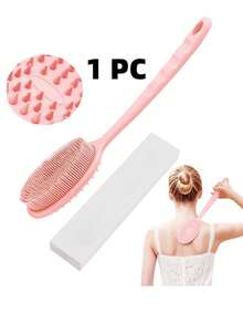 1/2pcs Silicone Bath Back Brush, Short Handle Or Handheld Bath Brush Set, Double-Sided Exfoliating Massage, Soft Bristles, Rich Lather, Easy To Clean And Hang Dry Design, Fragrance-Free, No Battery Required - Multicolor - View 15