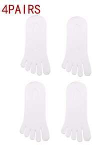 4 Pairs Men's Ultra-Thin Solid Color Five-Toe No-Show Socks, Toe Separator Short Socks, Odor-Resistant, Moisture-Wicking, Breathable, Suitable For Warm And Hot Weather - Multicolor - View 18