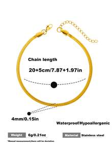 1pc 18K Gold Plated Stainless Steel Minimalist Fish Bone Chain Anklet, Waterproof Jewelry For Women Daily Wear - Anklet - View 3