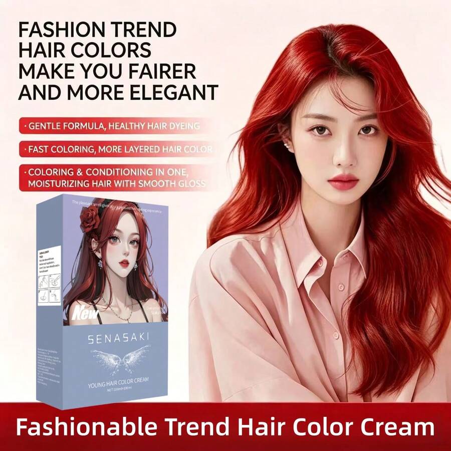 Raspberry Red Plant-Based Hair Dye | Home Use, Damage-Free, Easy To Color, High Color Intensity, Long-Lasting Effect - Multicolor - View 1