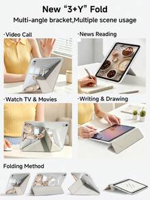 Ginkgo Tree & Deer Protective Case Compatible With IPad Air 8(M4)2026(11-Inch), Air 4/5 10.9 Inch, 7/8/9th 10.2 Inch, Built-In Pencil Slot Compatible With Samsung Tab S6 10.4 Inch, Compatible With Kindle 11th Gen(2022/2024), Kindle Clara 2E, Clara Colour, Clara BW (6-Inch) And Libra Colour (7-Inch),Cute Girly And Stylish Design, Tablet Desktop Decor, Birthday And Holidays. - Multicolor - View 3