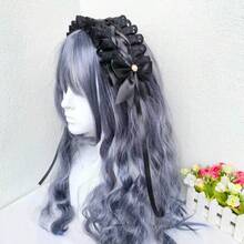 1pc Women's Lolita Lace Bow Headband, Cream Ribbon Hair Hoop With Long Ribbon, Non-Slip For Cosplay, Tea Party & Daily Wear - White - View 4