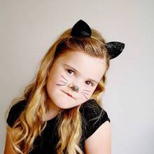 Glitter Ears Headband Halloween Fancy Dress Woman Hairband Cosplay - negro - Ver 5