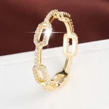 1 pièce Bague exquise pour femme avec design de chaîne et incrustation de zircone cubique - Multicolore - Voir 2