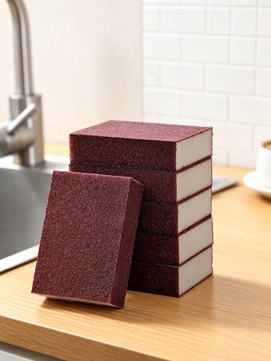10pcs Emery Sponge Scrubber, Magic Cookware Cleaning Sponge, Dishwashing, Sink Cleaning, Stain Removal, Rust Removal, Pot Brush, Scouring Pad, Kitchen Accessories, Kitchen Supplies, Stain Removal Pot Bottom Black Grime Rust Removal Brush Pot Cleaning Tool (10/5/1) Available