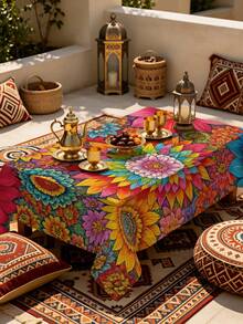 1/2 piezas Mantel con patrón floral colorido, material de poliéster, adecuado para mesas de comedor redondas/cuadradas, cocina, restaurante, mesa de café, picnic, camping, decoración de granja, protección de la superficie de la mesa, configuración de vacaciones, uso en múltiples escenarios, diseño impreso exquisito, mejora la atmósfera del hogar - Multicolor - Ver 12
