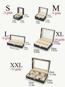 1 pieza Caja de reloj, Caja de almacenamiento de relojes de cuero PU de 12 compartimentos, Caja organizadora de relojes, Caja de almacenamiento de joyas, Caja de exhibición de relojes, Caja de relojes para hombres y mujeres - Multicolor - Ver 6