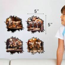 - Calcomanas de pared 3D con agujero para mouse, paquete de 4, arte fcil de aplicar para recmara, sala de estar y ms, calcomanas de vinilo caprichosas para decoracin ldica del hogar, - ratón para comer - Ver 4