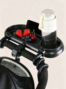 1pc Anti-Slip Stable Wrap-Around Stroller Tray, Handlebar Cup Holder & Snack Tray, Universal Baby Stroller Dining Board - Multicolor - View 7