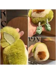 Cute Avocado Plush Pendant, Faux Rabbit Fur Material, Ins Style Backpack & Car Interior Decor, Cute Fruit Design Creative Small Gift, Green Small Feet Design, Holiday Gift - 彩色 - 查看 6