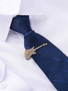1Pc Funky Men's Tie Clip, Retro Guitar/Violin/Fish/Tool Themed Necktie Clasp, Vintage Bronze/Silver Tone Tie Bar For Musician/Handyman, Cool Suit Accessory For Daily & Formal Occasion. - Multicolor - View 10
