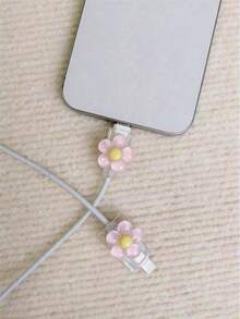 2 Transparent Flower Charger Protector Cases - Pink - View 4
