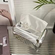 1pc Luxury Nordic Style Tissue Box Holder - Fashionable Metal Texture Desktop Storage Rack, Suitable For Living Room, Dining Room, Bedside Cabinet, Hotel, Home, And Dorm - Silver - View 14