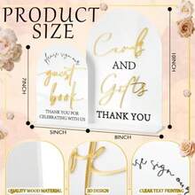 7547-1 Set Acrylic Wedding Signs For Reception 8 * 10'' Cards And Gifts 5 X 7'' Please Sign Our Guestbook Sign With Stand Wedding Table Decor For Marriage Memorial Ceremony Gold, Black, Classic - 金黑 - 查看 3