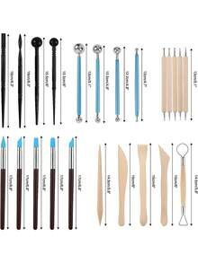24pcs Polymer Clay Ceramic And Pottery Tools, Complete Modeling Clay Tool Set, Sculpting And Painting Tool Set, Art Supplies, Air-Dried Clay Modeling Tool Set, Suitable For Adults, Ceramic Polymer Clay Sculpting Pottery Tools, Pottery Crafts, Decoration, Baking, Sculpting, Painting, Shaping, Mold Making - Multicolor - View 9