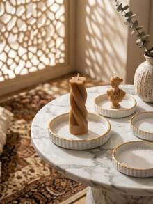 1pc/1set Glass Table Tray, Round Glass Candle Holder. The Tray Is Suitable For Dinner, Wedding And Party Table Decoration, They Can Also Be Used As Wedding And Valentine's Day Table Coasters, Home Decor For The Room. (Candles Not Included) - Multicolor - View 7