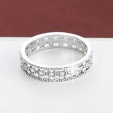 1 chiếc nhẫn thời trang nữ thiết kế hoa rỗng hình học đính đá Cubic Zirconia - Nhiều màu - Xem 8