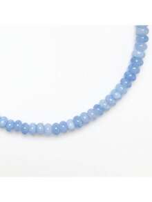Beaded Gemstone Necklace For Women, Pure Color Boho Bead Choker Natural Stone Surfer Beach Rainbow Beads 18K Gold Plated DIY Handmade Jewelry Charm - 藍色 - 查看 6