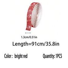 1pc Self-Adhesive Red Crystal Diamond Strip DIY Stick-On 2mm Rhinestones Suitable For Arts & Crafts, Phone, Car Decoration - Bright Red - View 18