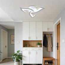 Modern Flush Mount Ceiling Light With Remote Control, 3000K - 6500K LED Dimmable 3 - Petals Low Profile Ceiling Light For Living Room, Kitchen, Dining Room, Bedroom - White - View 9