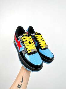 A BATHING APE Bape 休閒運動鞋，對比色星星標誌亮面休閒鞋，復仇者聯盟聯名款，中性款 - 黑婦聯名 - 查看 4