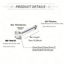 1/4件低過敏鼻環，18K鍍金I型鼻釘穿刺飾品，1.5mm/2mm/3mm立方氧化鋯鼻環，軟骨耳環，適合女性，度假風身體穿刺配件 - 鼻釘 - 查看 8
