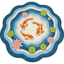 1件法式粉色锦鲤卧室床边装饰地毯，现代简约蓝色莲花池客厅沙发绒地毯，蓬松柔软不对称波浪形装饰地毯，适用于客厅地毯、客厅区域地毯、小地毯、垫子、家居装饰、大客厅地毯、客厅家居装饰、房间装饰、可水洗地毯 - 彩色 - 查看 10
