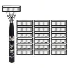 Ultra-Sharp Premium Retro Manual Razor Set | Black 6-Layer Blades, Interchangeable Heads, Ergonomic Handle, Reusable Refillable Design For Smooth Shaving Precision - Perfect Father's Day And Birthday Gift, Face Razor, Hair Removal, Shaver For Women - Multicolor - View 15