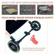 TONSSIDA Luxury Foldable Pet Stroller With Detachable Carrier, 3-In-1 Dog Stroller With Trolley Handle, Travel Pet Carriage For Small Dogs & Cats - Black - View 6
