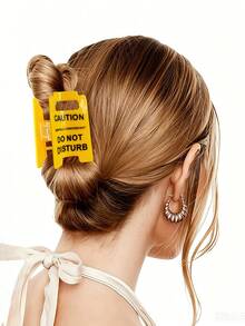 1pc Personalized Funny Warning Sign Claw Clip, Versatile Daily Hair Accessory For Half-Up Ponytail And Bun, Hair Claw Beach Vacay Hair Clips - Multicolor - View 3