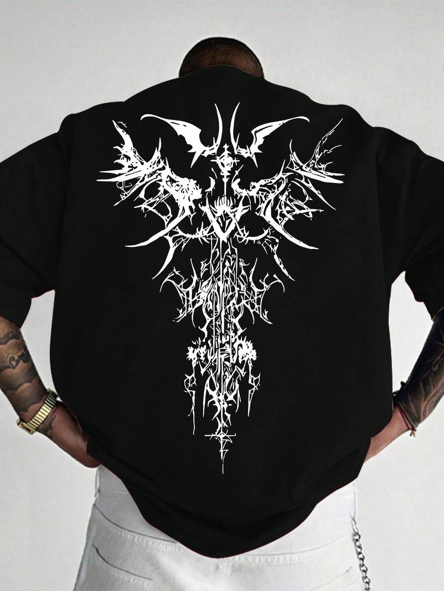 Men'S Short-Sleeve Print Shirt - Black - View 1