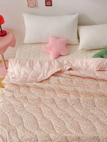 1pc Ultra Soft Cooling Comforter - Lightweight All-Season Bedding With Fashionable Plaid Pattern, 100% Polyester, Machine Washable For Single/Double Bed, Hotel, Camping And Home Decor, Hotel-Grade Luxury Bedding | Modern Quilting Design | Embossing Technology - Baby Pink - View 3