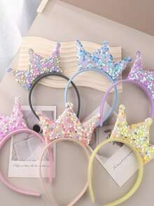 5 peças Acessórios de cabelo com coroa de princesa, tiaras com coroa de lantejoulas, várias cores disponíveis, adequado para festa com tema de princesa, festa de aniversário, presente de casamento, despedida de solteira, baile de finalistas, decoração de festa perfeita - Tamanho único. - Ver 7