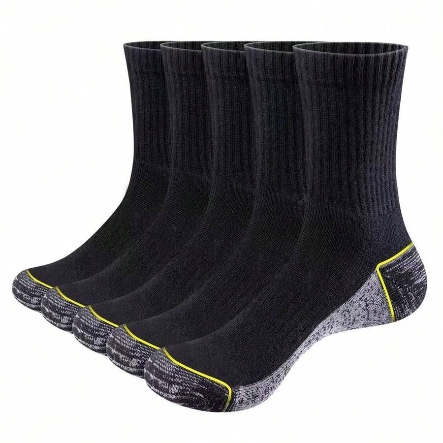 1 Pair/5 Pairs/10 Pairs/30 Pairs Men's Casual Socks, Mid-Calf Long Socks For Winter, Black Socks, Sports Socks, Breathable Durable Work Socks, Suitable For Daily Wear - Black - View 1