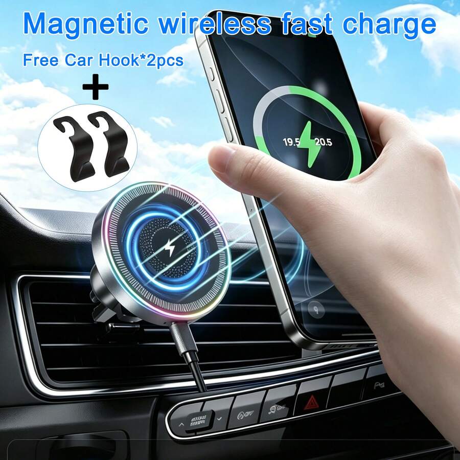 15W 磁吸無線車用充電器 17 配件 磁吸手機支架 2合1 磁吸車載支架 適用 iPhone17Pro/16/15/14/13/12 系列 男士女士禮物