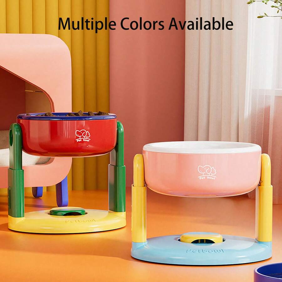 Suction‑Cup Adjustable Height Pet Bowl, Anti‑Spill Elevated Dog Cat Bowl, Neck Protection, 2 Colors Optional - 500ml - View 1