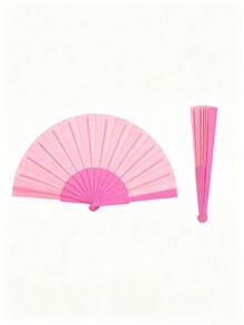 Plastic Portable Handheld Ball Fan, Wedding Decoration Folding Fan, Low-Key And Simple Gift, Suitable For Parties, Weddings, And Gift Giving. - Pink - View 3