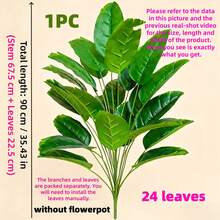 1pc Large Artificial Paradise Bird Tree Tropical Fake Banana Leaves Big Size Plastic Palm Plant Leaves Home Garden Decor (Planter Not Included) - Green - View 15