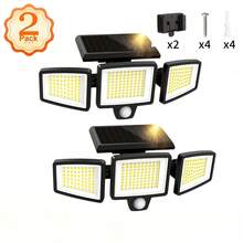 1Pack/2Pack Solar Outdoor Lights With Remote Control, IP67, 3-Head Motion Sensor Lights, 208 LED Safety Lights, 27° Wide-Angle Floodlights, 3 Modes Of Wall Lights Suitable For Courtyard, Garden, Shed, Garage - Ngôi sao - Xem 15