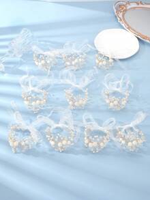 5 Stücke/1 Stück Vintage Elegantes Perlen-Kristall-Handgelenk-Corsage Braut-Hochzeits-Accessoire - Verschiedenfarbig - Übersicht 4