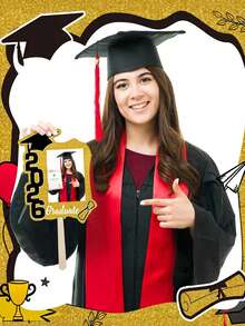 1/5/10/20pcs Customizable Handheld Graduation Signs, Personalized With Your Own Photos And 2026 Graduation Cap Design, Cute And Fun Style, Suitable For Graduation Season And Back To School, High-Quality Graduation Party, Classroom Decor, Family Gathering And Graduation Gift Photo Props - Multicolor - View 3